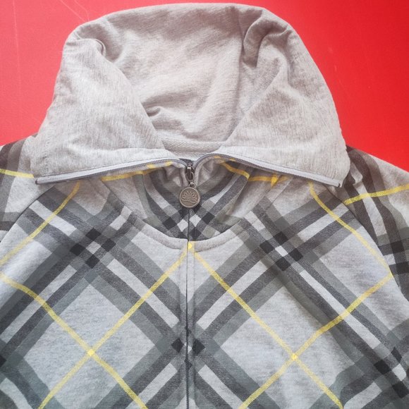Streetwear Society grey plaid high neck zip up sweatshirt  youth size L - Picture 2 of 6